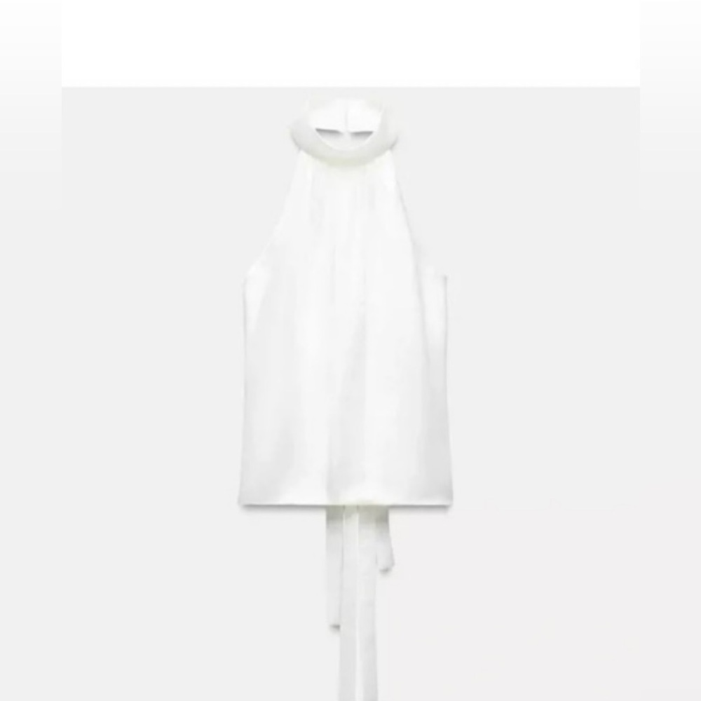 Zara White Satin Halter Top